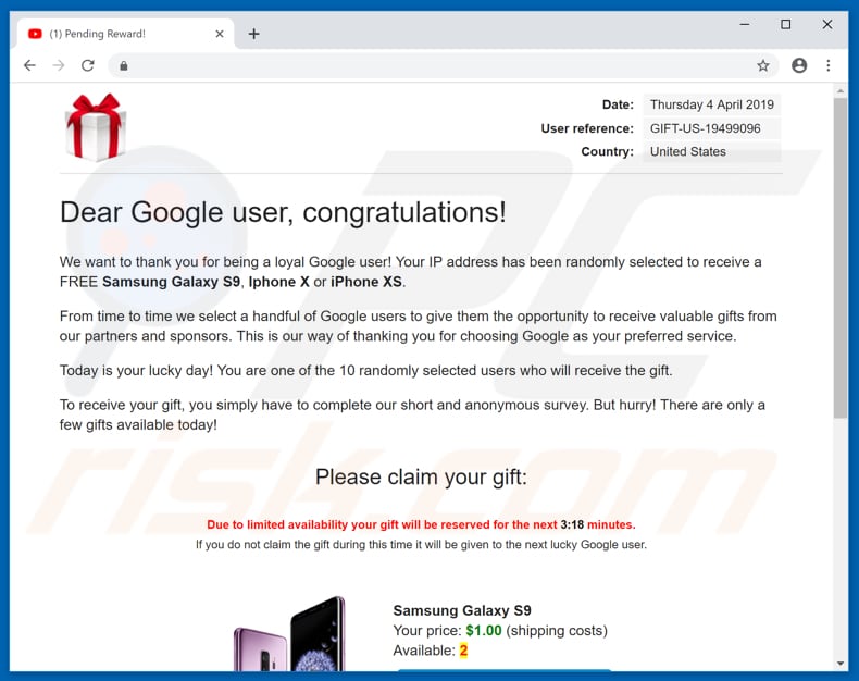 speederbiz website encouraging its visitors to claim a reward