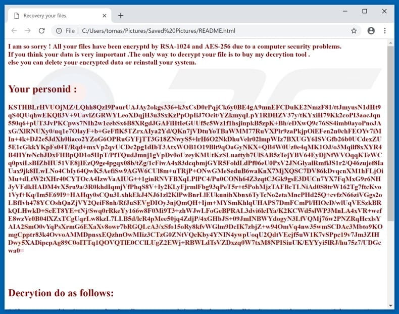 Tellyouthepass ransomware ransom note (README.html)
