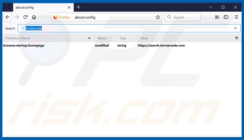 Removing search.terraarcade.com from Mozilla Firefox default search engine