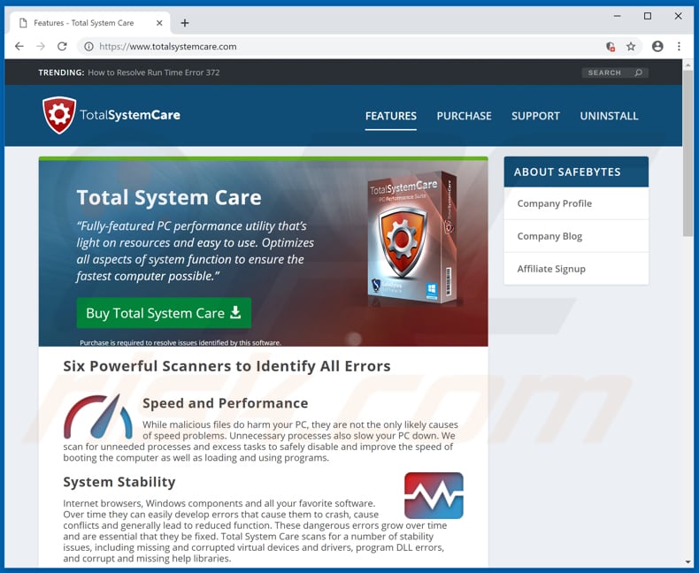 Total System Care unwanted application