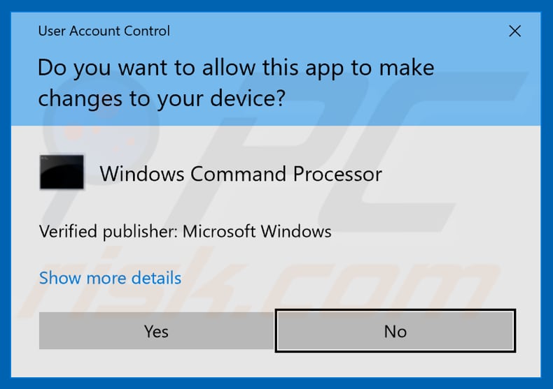 User Account Control window that shows up before encryption