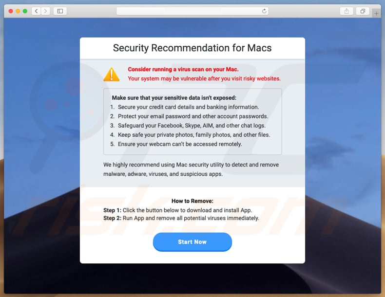 deceptive website encouraging users to download MacRepair app