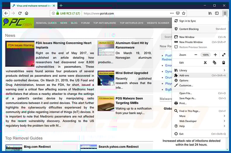 Removing undrabbifor.info ads from Mozilla Firefox step 1
