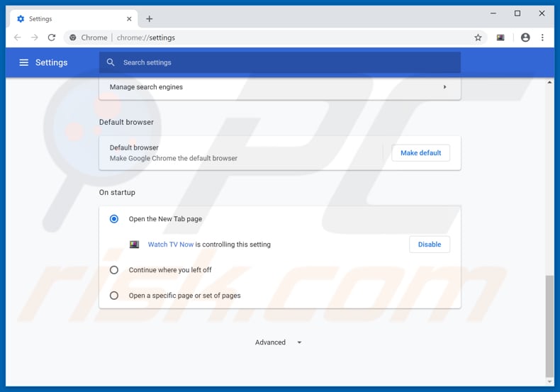 Removing search.watchtvnow.co from Google Chrome homepage