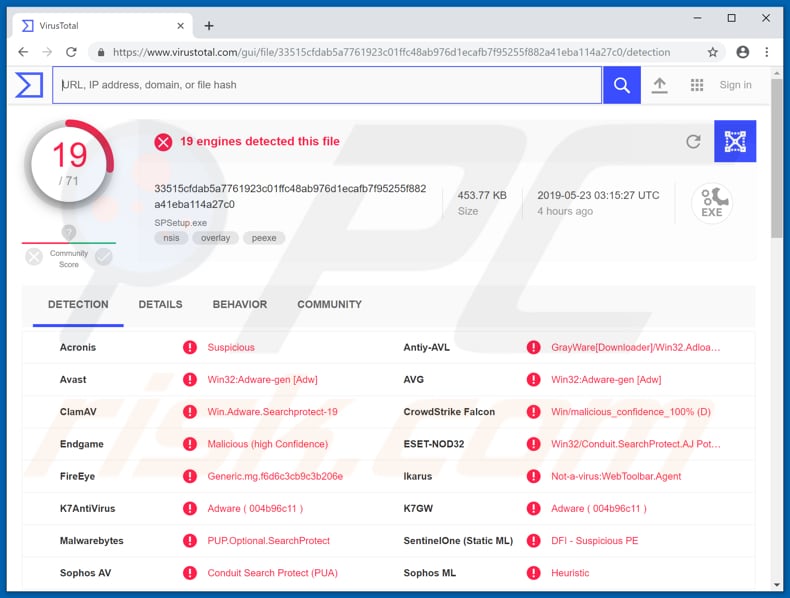 file leading to backgroundcontainer.dll error detected as a threat by virustotal 