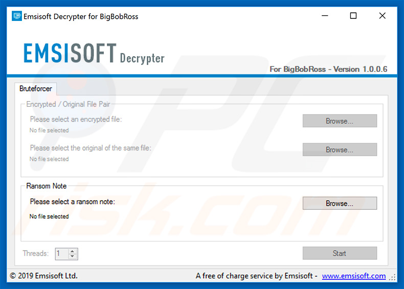 Emsisoft's BigBobRoss decrypter with .encryptedALL, .cheetah and .obfuscated extensions