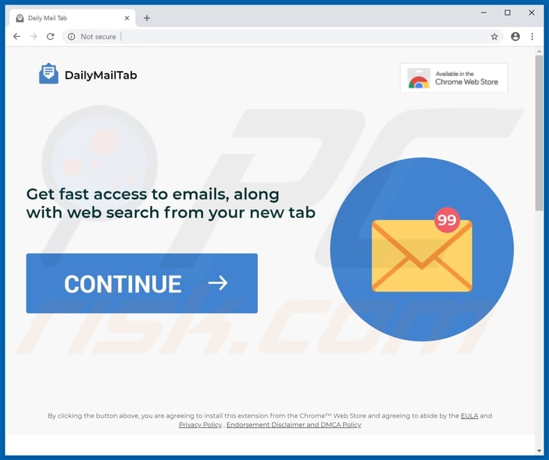 Website used to promote Daily Mail Tab browser hijacker