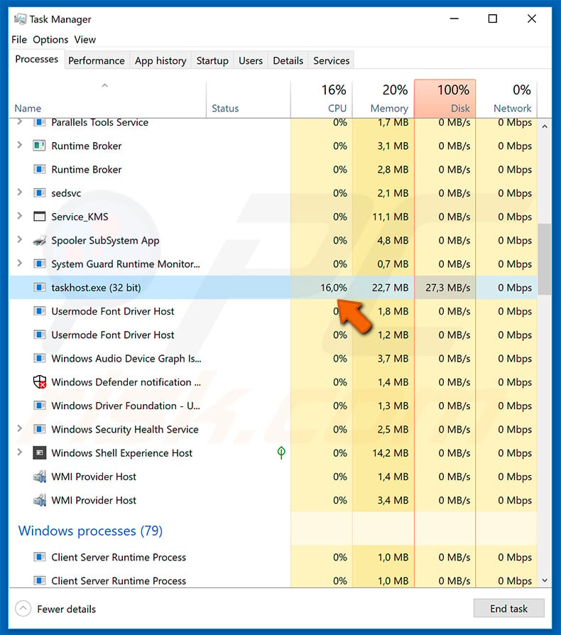 Dharma .ETH ransomware pretending to be taskhost.exe process