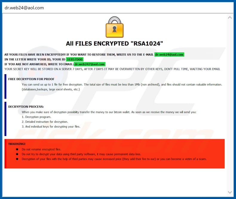 DrWeb decrypt instructions