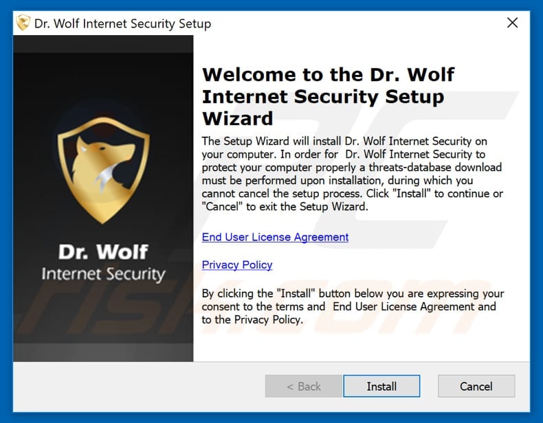 Dr. Wolf Internet Security installation setup