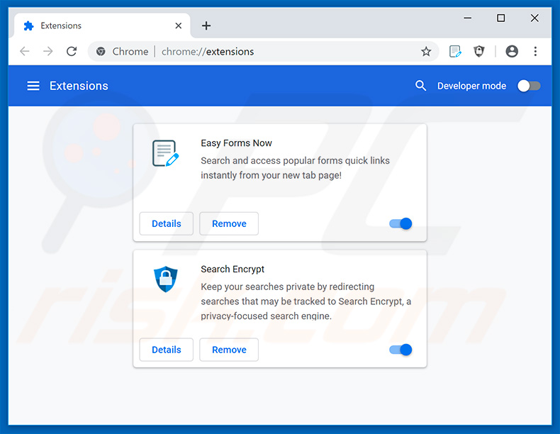 Removing search.heasyformsnow.com/search.heasyformsnow.net related Google Chrome extensions