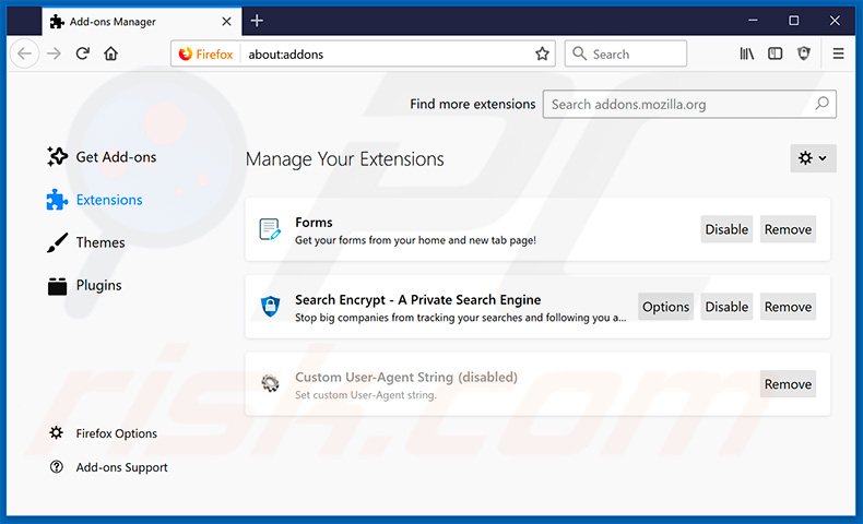 Removing search.heasyformsnow.com/search.heasyformsnow.net related Mozilla Firefox extensions