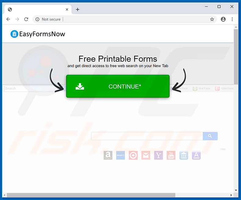 Website used to promote Easy Forms Now browser hijacker