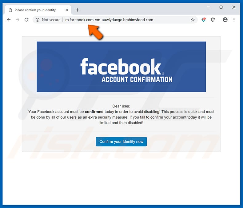 Fake Facebook website asking to enter account credentials (page 1)