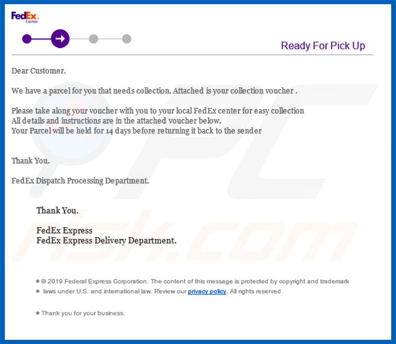 Fedex Shipment email spam campaign spreading NanoCore RAT