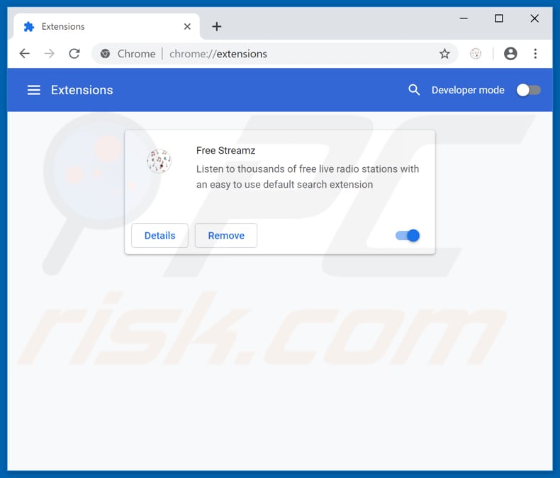 Removing feed.free-streamz.com related Google Chrome extensions