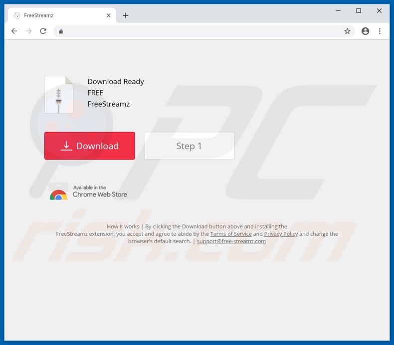 Website used to promote Free Streamz browser hijacker