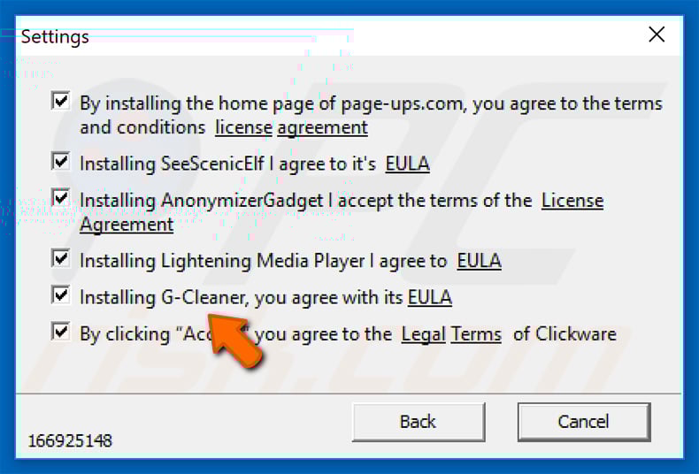 Installer prompting G-Cleaner potentially unwanted application
