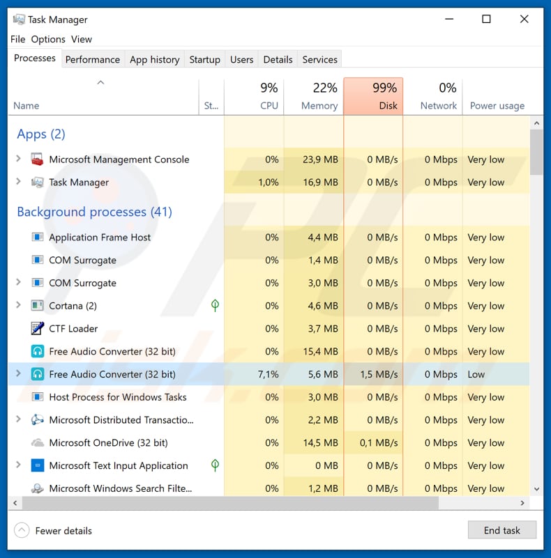 ge0l0gic ransomware process in task manager as free audio converter