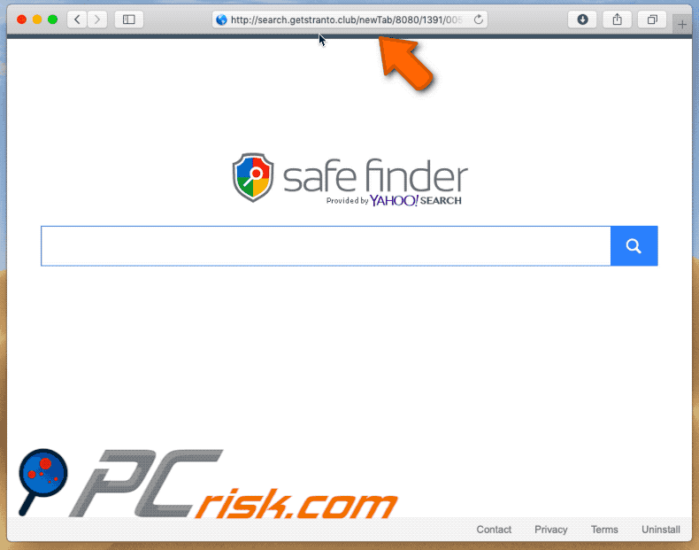 search.getstranto.club browser hijacker on a Mac computer
