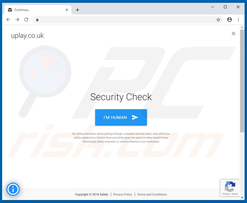 Website used to promote Private Browsing by Safely browser hijacker