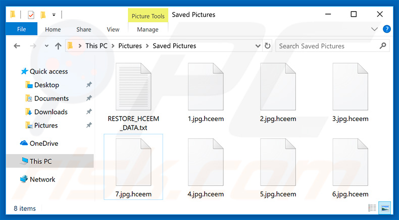 Files encrypted by Hceem