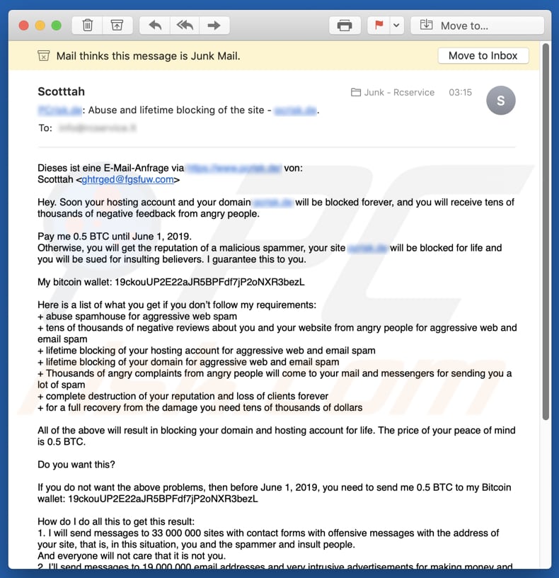 Hosting And Domain Will Be Blocked Email Scam Removal And Recovery Steps Updated 
