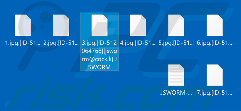 Screenshot of files encrypted by updated JSWorm ransomware