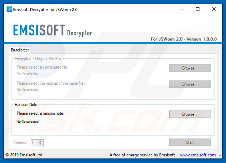 JSWorm ransomware decrypter by Emsisoft