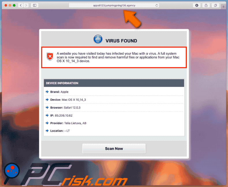 Appearance of jumpringpring[.]agency scam (GIF)