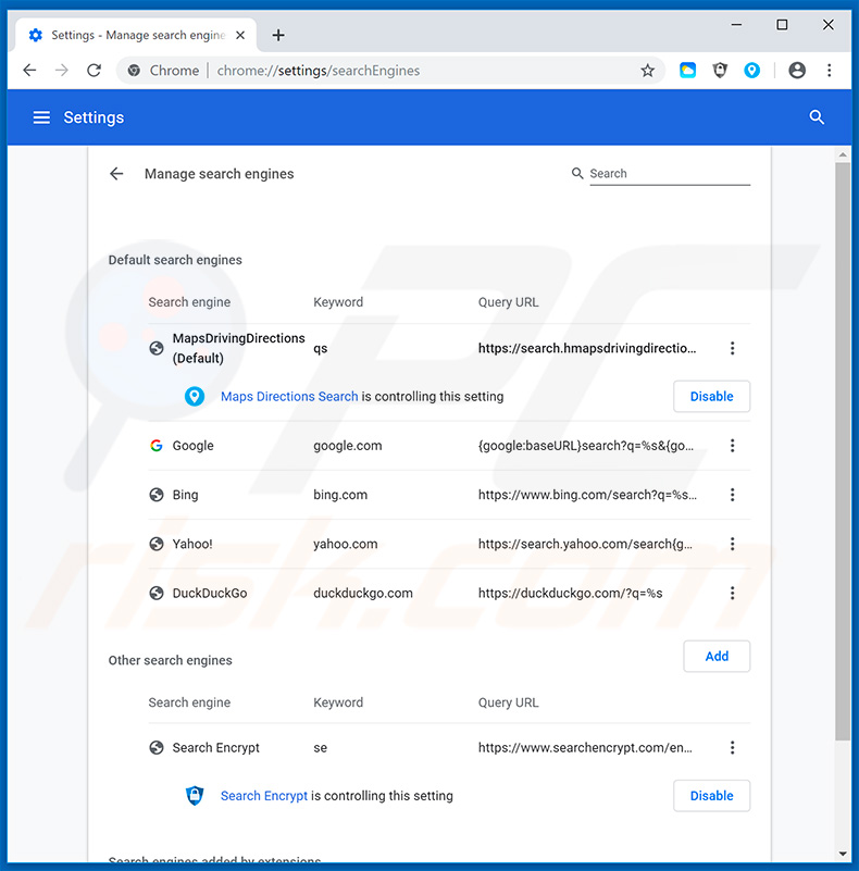 Removing search.hlocalweatherradarnow.com from Google Chrome default search engine