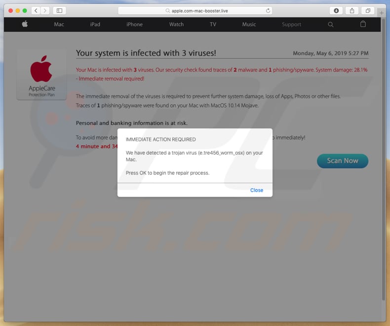 apple.com-mac-booster[.]live scam