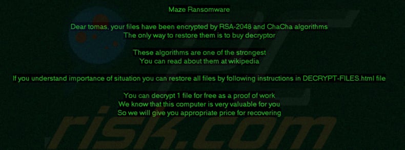 Maze ransomware wallpaper