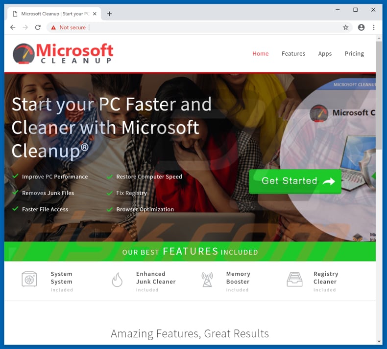 website promoting microsoft cleaner