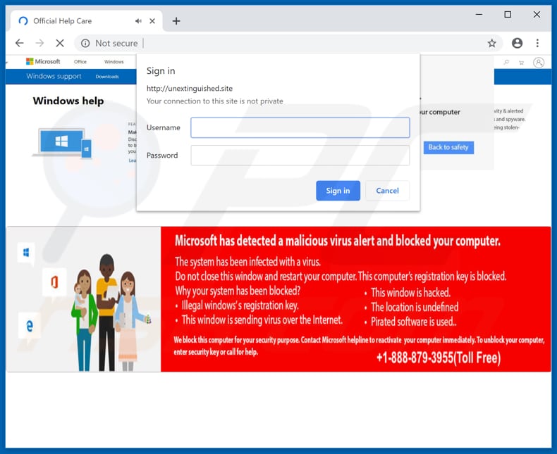 Microsoft detected malicious virus and blocked your computer opened with chrome browser