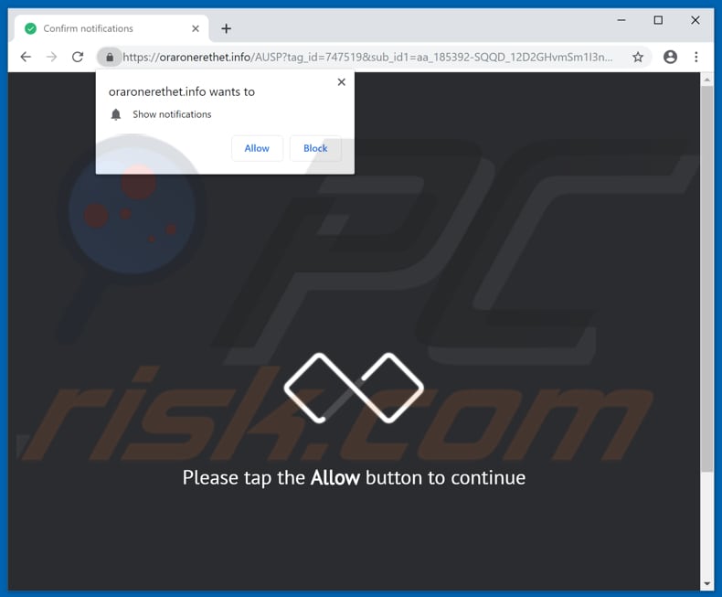 oraronerethet[.]info pop-up redirects