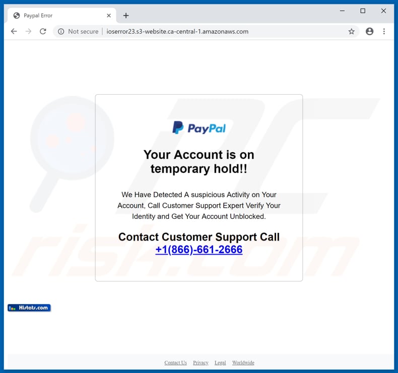 PayPal account is on hold scam