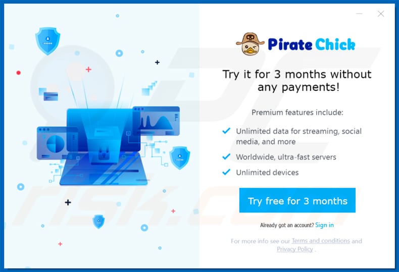 Pirate Chick VPN offering trial