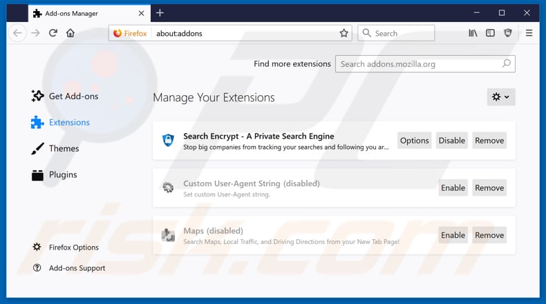 Removing search.privatesearch.online related Mozilla Firefox extensions