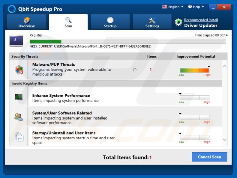 Qbit Speedup Pro unwanted application