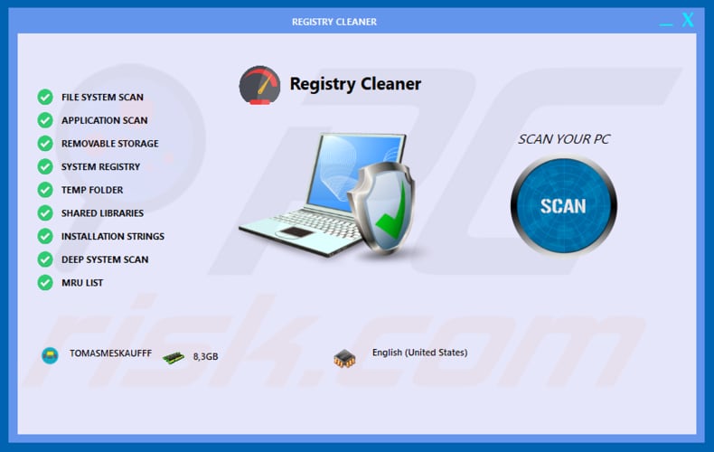 Registry Cleaner app virus 