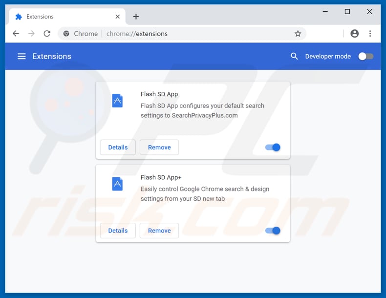 Removing searchprivacyplus.com related Google Chrome extensions