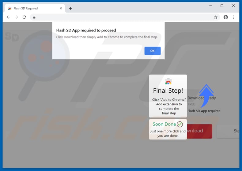 Website used to promote Flash SD App browser hijacker