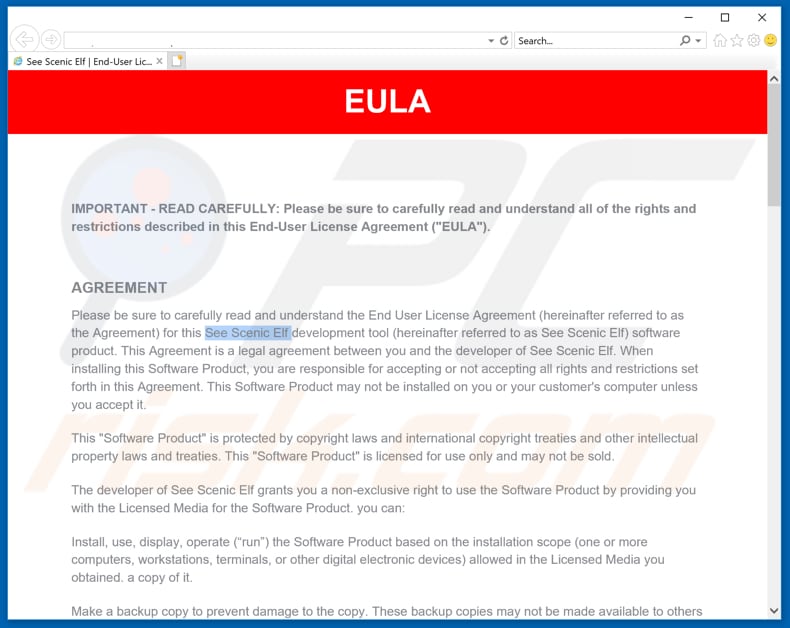 See Scenic Elf adware