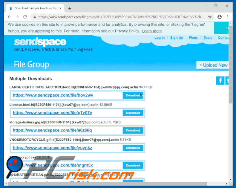 sendspace[.]com website appearance (GIF)