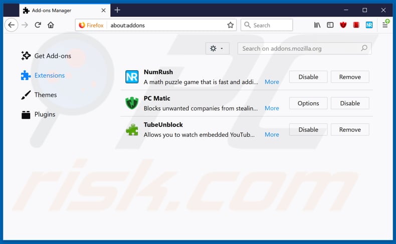 Removing sendspace[.]com ads from Mozilla Firefox step 2
