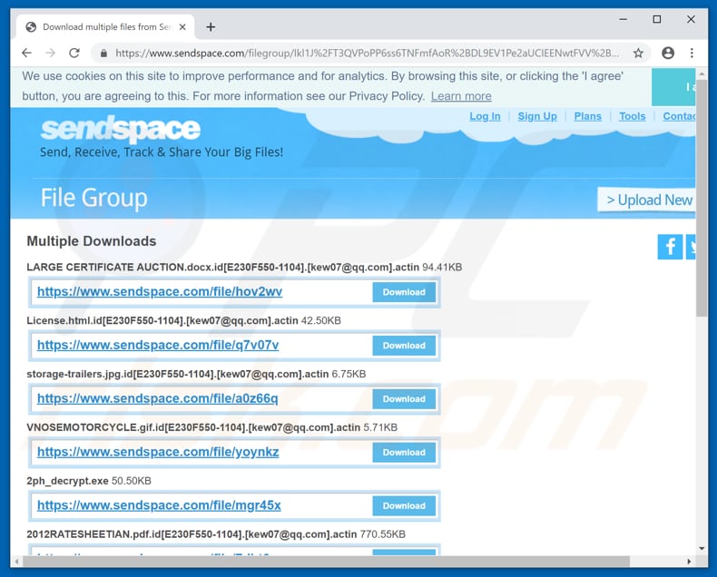 sendspace[.]com pop-up redirects