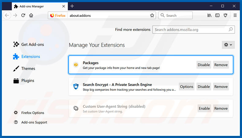 Removing search.hshipmenttracker.co related Mozilla Firefox extensions