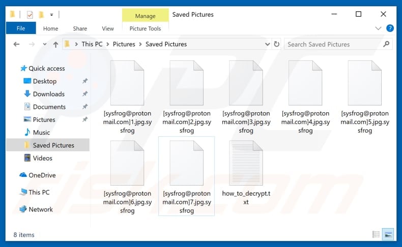 Files encrypted by Sysfrog