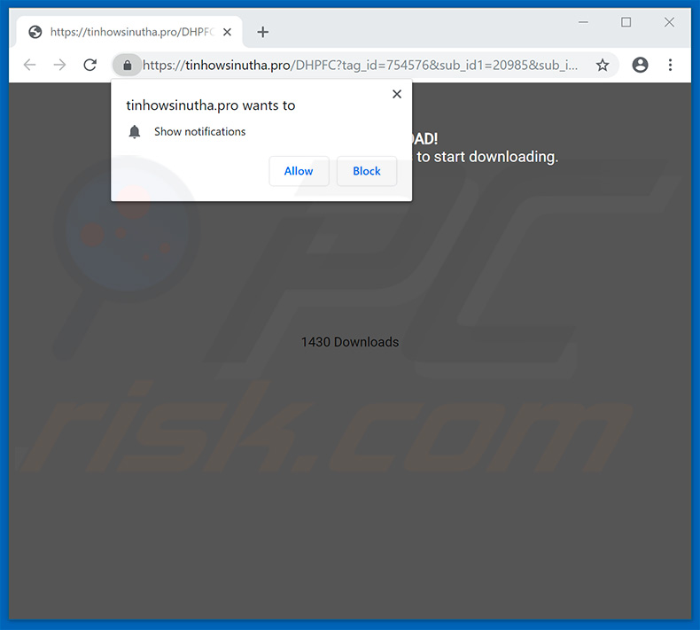 tinhowsinutha[.]pro pop-up redirects